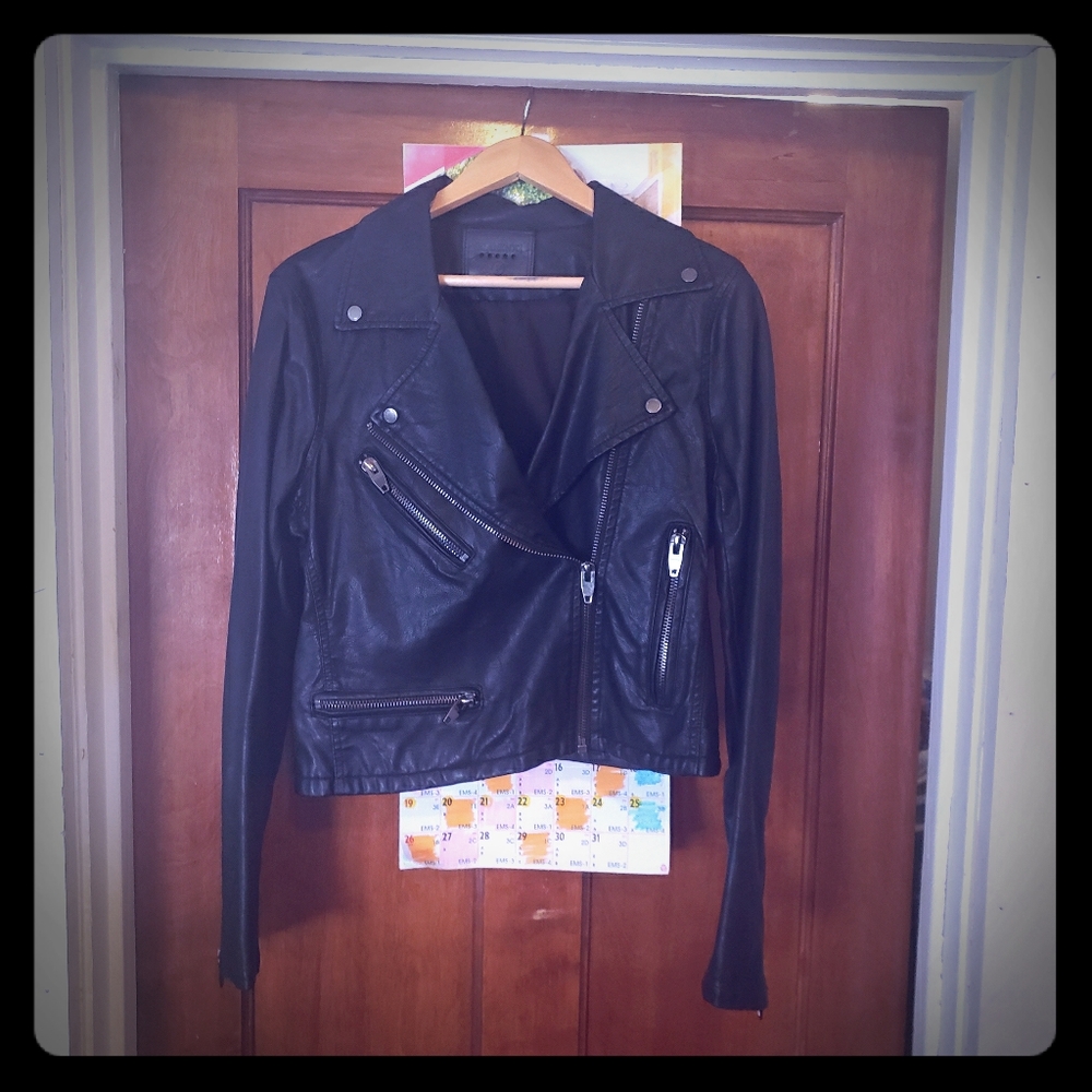 Blank NYC faux leather Moto jacket size L